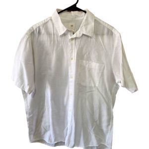 Men's H&M White Collard Short Sleeve button up Size Large